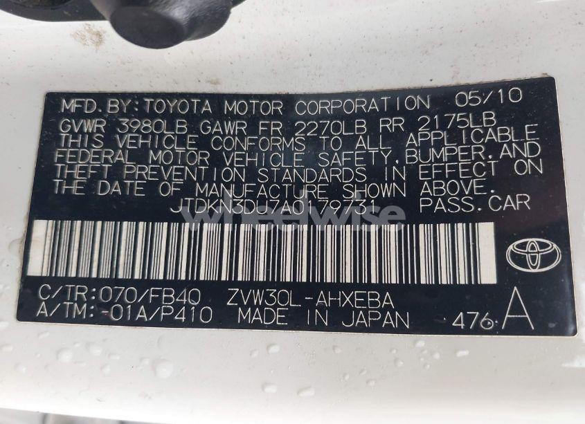 Photo 9 of 2010 Toyota Prius I/II/III/IV/V (VIN JTDKN3DU7A0179731)