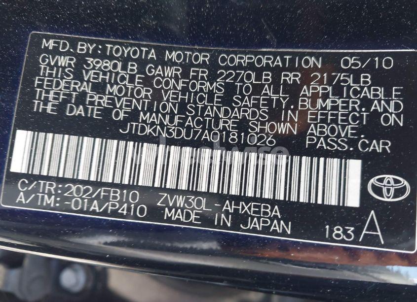 Photo 9 of 2010 Toyota Prius I/II/III/IV/V (VIN JTDKN3DU7A0181026)