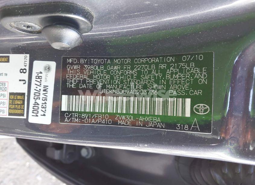 Photo 9 of 2010 Toyota Prius II (VIN JTDKN3DU7A0203736)