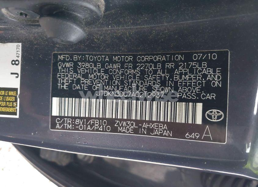 Photo 9 of 2010 Toyota Prius III (VIN JTDKN3DU7A0212937)