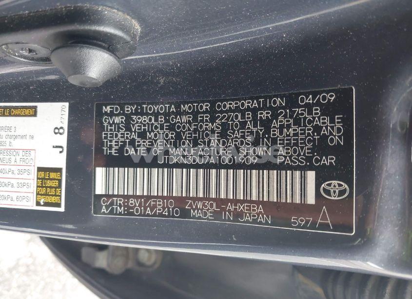 Photo 9 of 2010 Toyota Prius III (VIN JTDKN3DU7A1001909)