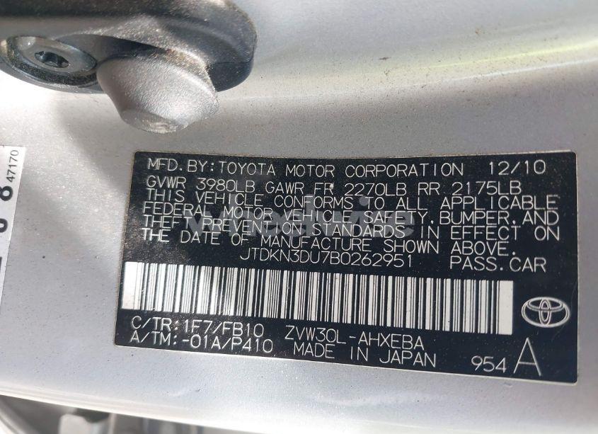 Photo 9 of 2011 Toyota Prius THREE (VIN JTDKN3DU7B0262951)