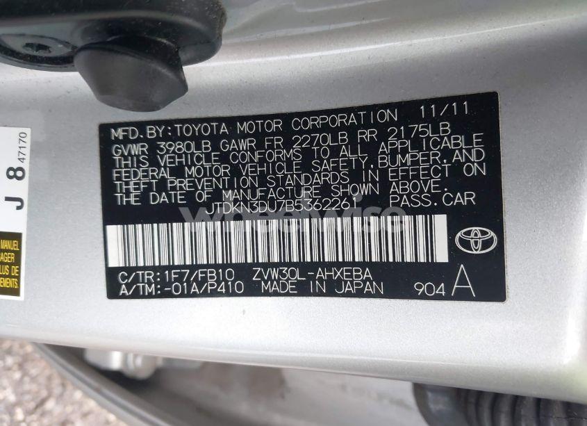 Photo 9 of 2011 Toyota Prius TWO (VIN JTDKN3DU7B5362261)