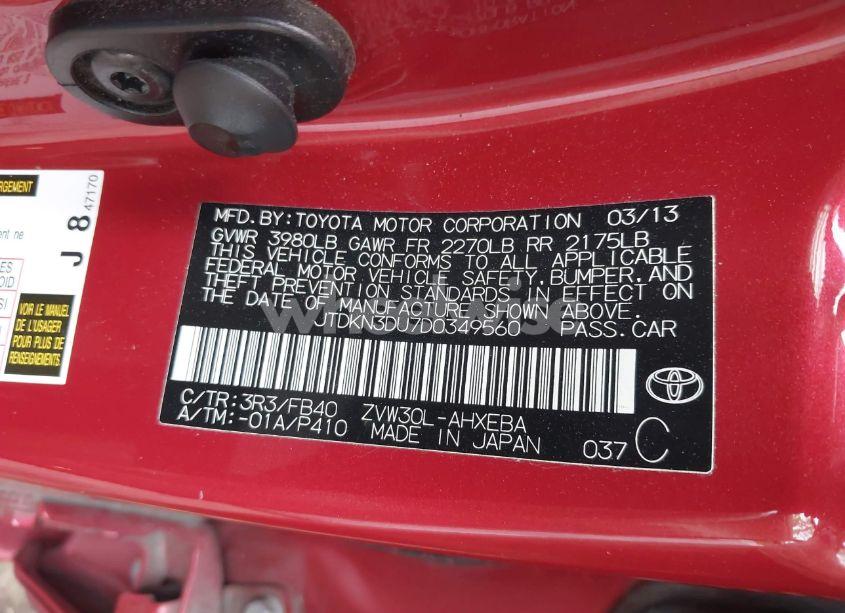 Photo 9 of 2013 Toyota Prius TWO (VIN JTDKN3DU7D0349560)