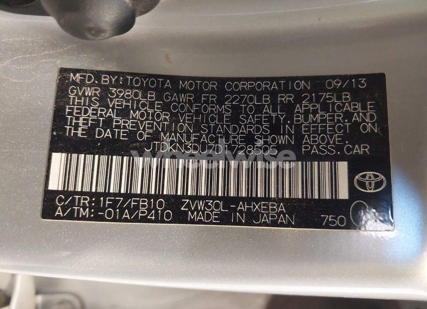 Photo 9 of 2013 Toyota Prius THREE (VIN JTDKN3DU7D1728505)