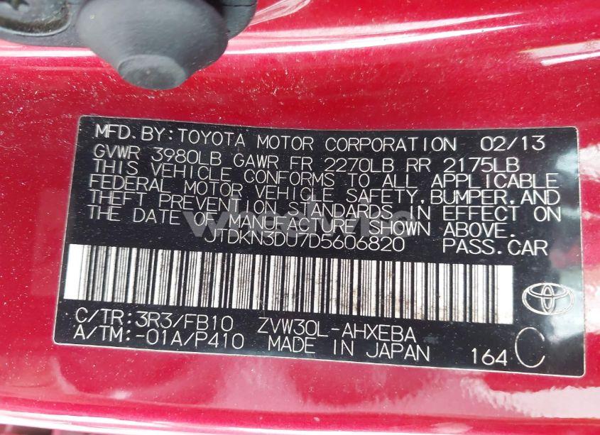 Photo 9 of 2013 Toyota Prius FIVE/FOUR/THREE/THREE SE/TWO (VIN JTDKN3DU7D5606820)