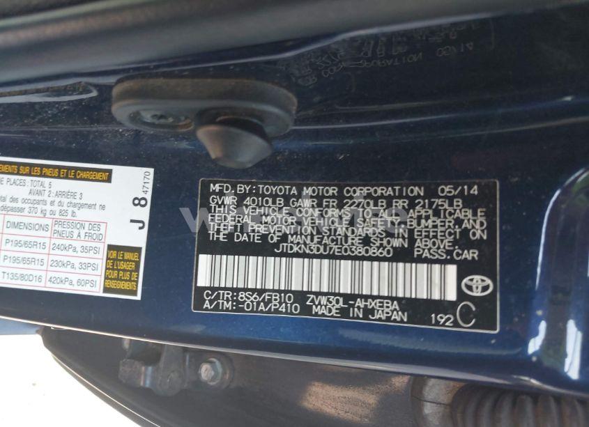 Photo 9 of 2014 Toyota Prius TWO (VIN JTDKN3DU7E0380860)