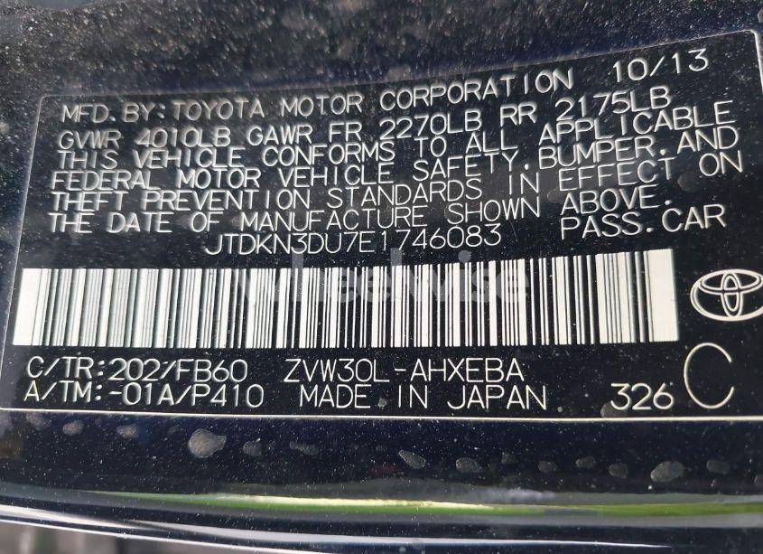 Photo 9 of 2014 Toyota Prius TWO (VIN JTDKN3DU7E1746083)