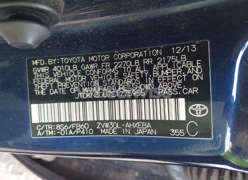Photo 9 of 2014 Toyota Prius THREE (VIN JTDKN3DU7E1775955)