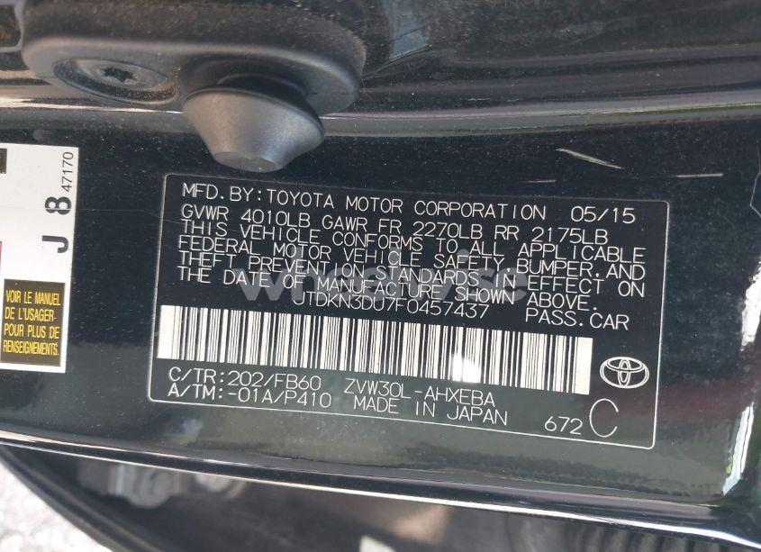 Photo 9 of 2015 Toyota Prius THREE (VIN JTDKN3DU7F0457437)