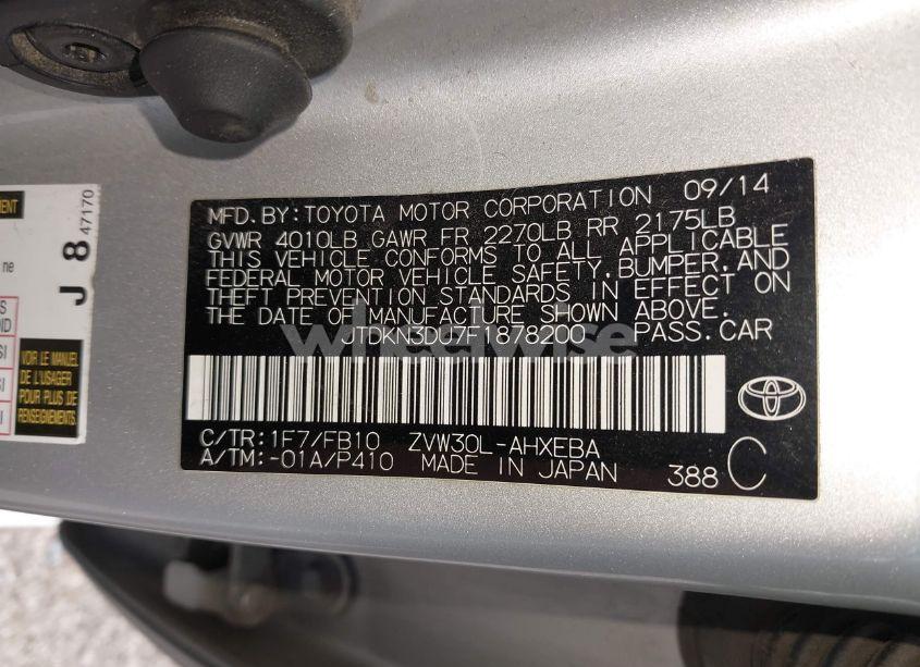 Photo 9 of 2015 Toyota Prius TWO (VIN JTDKN3DU7F1878200)