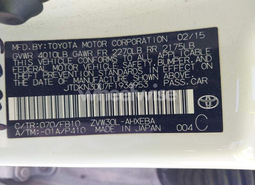 Photo 9 of 2015 Toyota Prius TWO (VIN JTDKN3DU7F1936953)