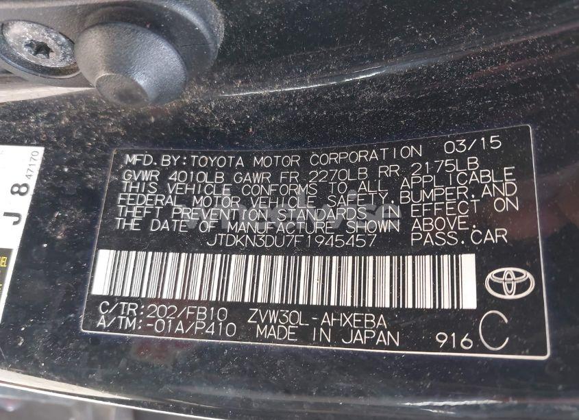 Photo 9 of 2015 Toyota Prius FIVE/FOUR/PERSONA SERIES SPECIAL EDITION/THREE/TWO (VIN JTDKN3DU7F1945457)