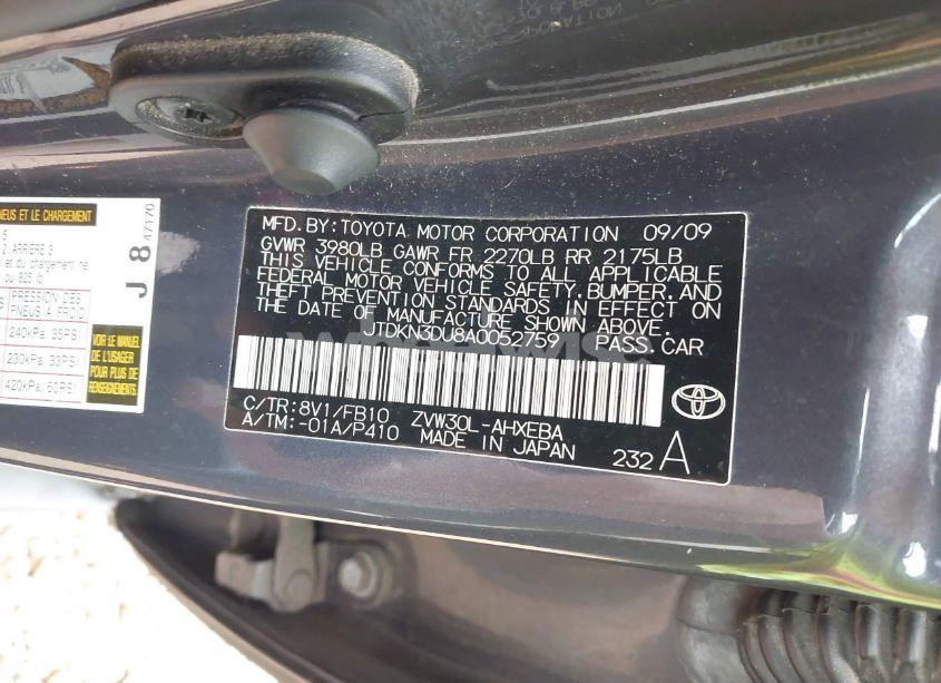 Photo 9 of 2010 Toyota Prius III (VIN JTDKN3DU8A0052759)