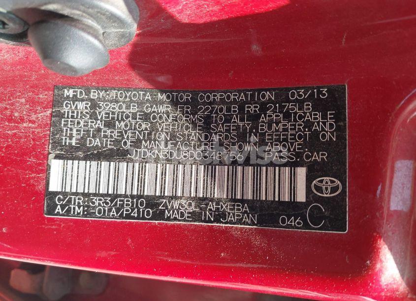 Photo 9 of 2013 Toyota Prius TWO (VIN JTDKN3DU8D0348756)