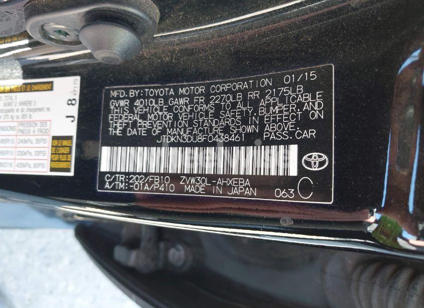 Photo 9 of 2015 Toyota Prius TWO (VIN JTDKN3DU8F0438461)