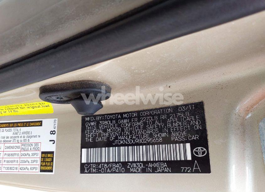 Photo 9 of 2011 Toyota Prius THREE (VIN JTDKN3DU9B0295658)