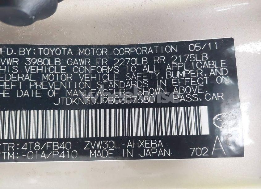 Photo 9 of 2011 Toyota Prius THREE (VIN JTDKN3DU9B0307680)