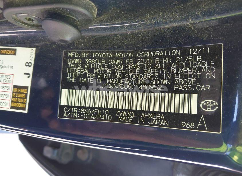 Photo 9 of 2012 Toyota Prius THREE (VIN JTDKN3DU9C1480952)