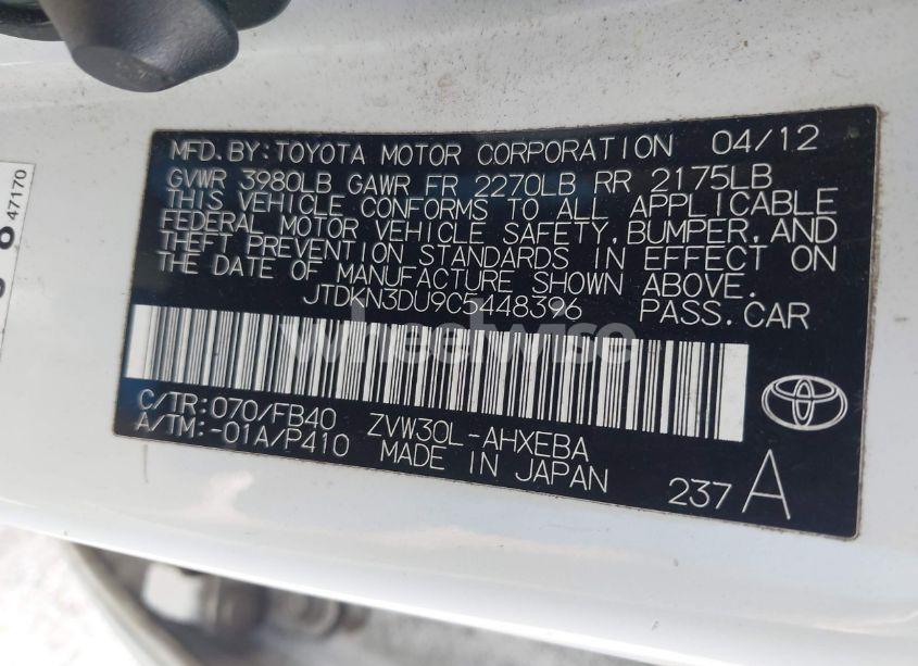 Photo 9 of 2012 Toyota Prius TWO (VIN JTDKN3DU9C5448396)