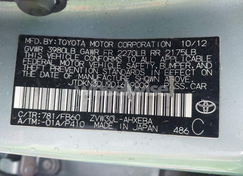 Photo 9 of 2013 Toyota Prius FIVE/FOUR/THREE/THREE SE/TWO (VIN JTDKN3DU9D1619009)
