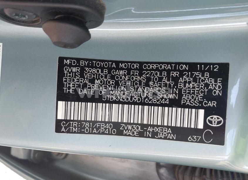 Photo 9 of 2013 Toyota Prius FIVE/FOUR/THREE/THREE SE/TWO (VIN JTDKN3DU9D1628244)
