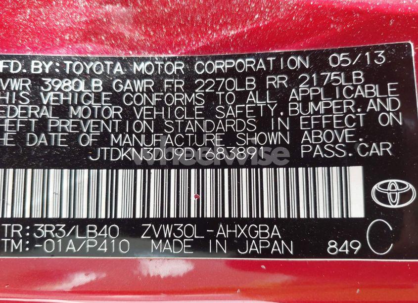 Photo 9 of 2013 Toyota Prius FIVE (VIN JTDKN3DU9D1683891)