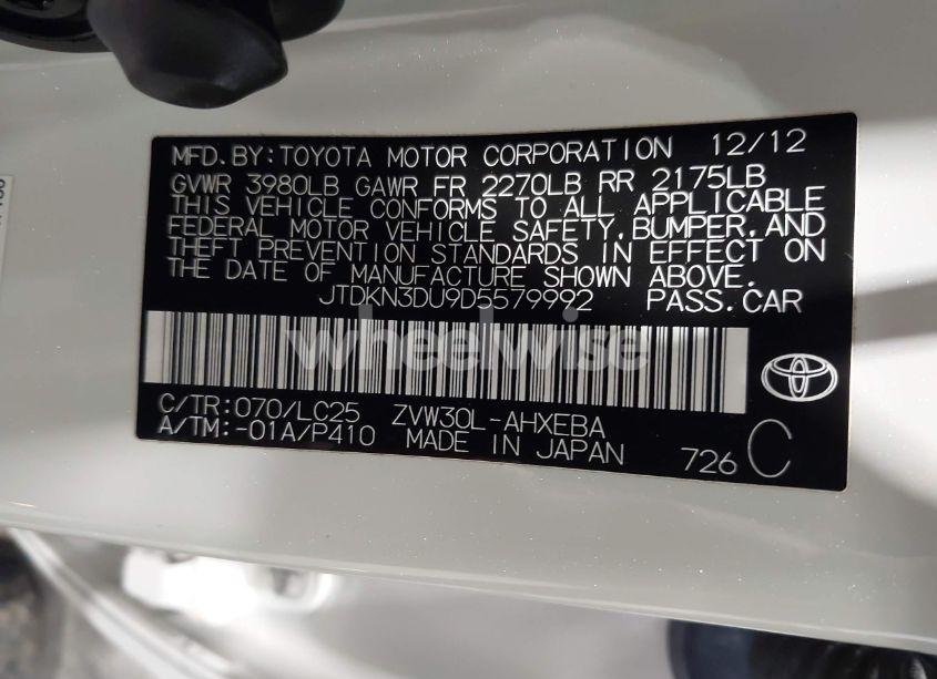 Photo 9 of 2013 Toyota Prius THREE SE (VIN JTDKN3DU9D5579992)