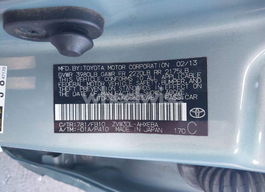 Photo 9 of 2013 Toyota Prius TWO (VIN JTDKN3DU9D5603398)