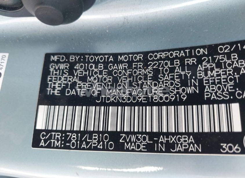 Photo 9 of 2014 Toyota Prius FOUR (VIN JTDKN3DU9E1800919)