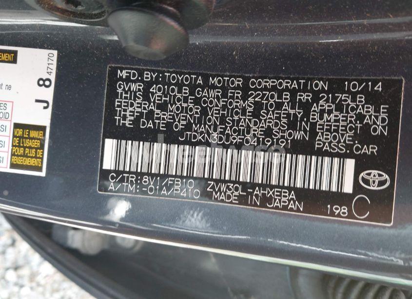 Photo 9 of 2015 Toyota Prius TWO (VIN JTDKN3DU9F0419191)