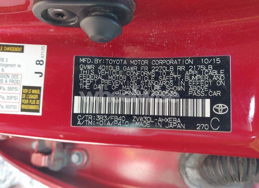 Photo 8 of 2015 Toyota Prius TWO (VIN JTDKN3DU9F2000536)