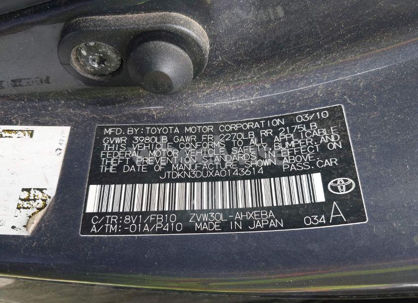Photo 9 of 2010 Toyota Prius I/II/III/IV/V (VIN JTDKN3DUXA0143614)