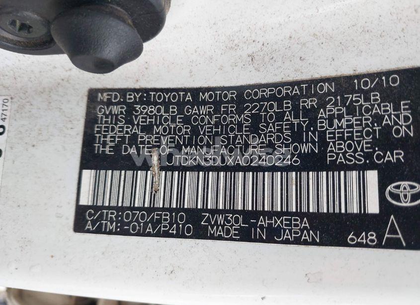 Photo 9 of 2010 Toyota Prius II (VIN JTDKN3DUXA0240246)