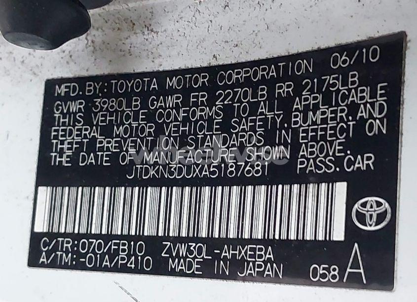 Photo 9 of 2010 Toyota Prius II (VIN JTDKN3DUXA5187681)