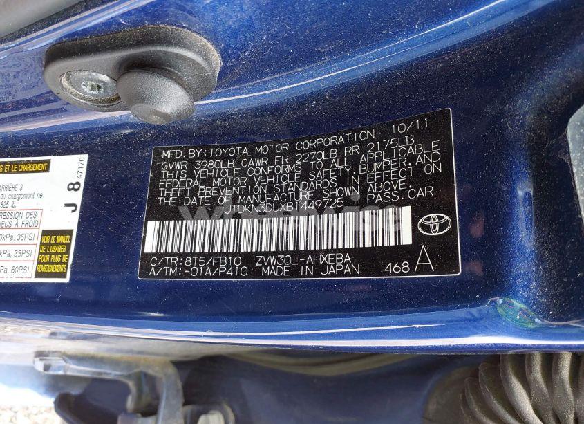 Photo 9 of 2011 Toyota Prius TWO (VIN JTDKN3DUXB1449725)