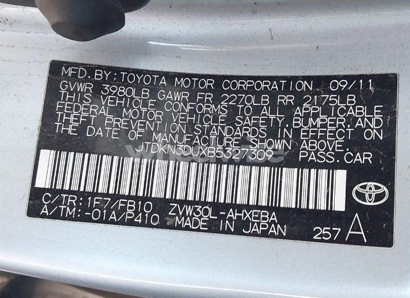 Photo 9 of 2011 Toyota Prius THREE (VIN JTDKN3DUXB5327309)