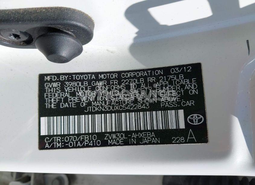 Photo 9 of 2012 Toyota Prius THREE (VIN JTDKN3DUXC5422843)