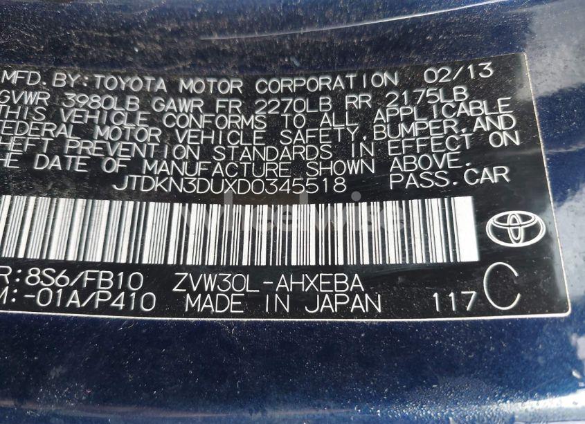 Photo 9 of 2013 Toyota Prius FIVE/FOUR/THREE/THREE SE/TWO (VIN JTDKN3DUXD0345518)