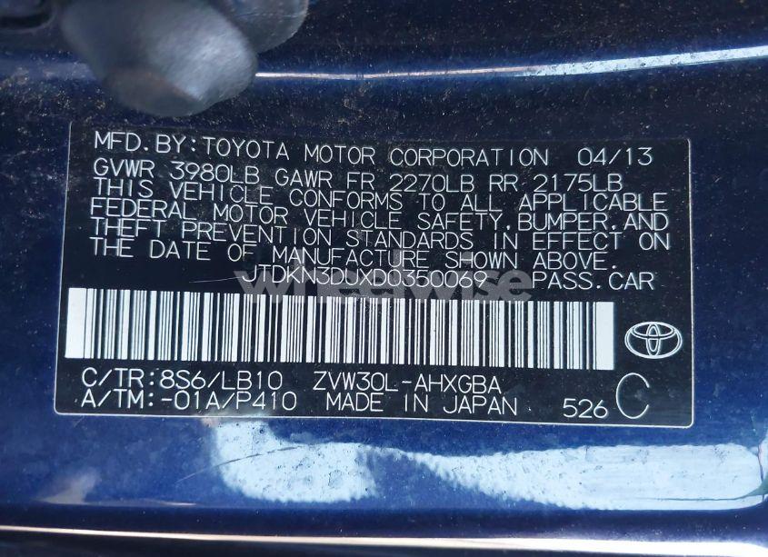 Photo 9 of 2013 Toyota Prius FOUR (VIN JTDKN3DUXD0350069)