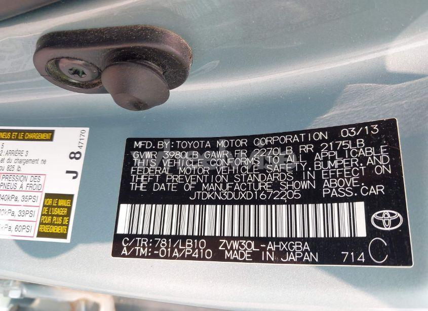 Photo 9 of 2013 Toyota Prius FOUR (VIN JTDKN3DUXD1672205)