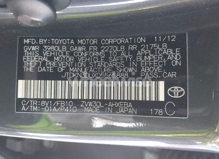 Photo 9 of 2013 Toyota Prius TWO (VIN JTDKN3DUXD5565888)