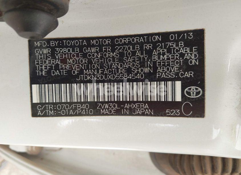 Photo 9 of 2013 Toyota Prius TWO (VIN JTDKN3DUXD5584540)