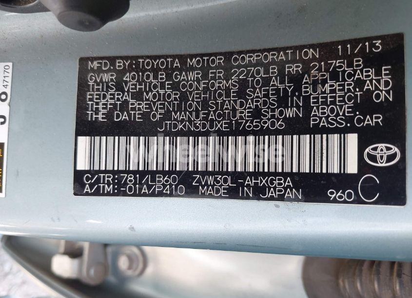 Photo 9 of 2014 Toyota Prius FOUR (VIN JTDKN3DUXE1765906)