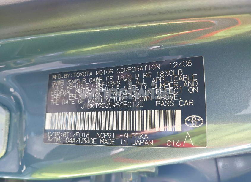 Photo 9 of 2009 Toyota Yaris (VIN JTDKT903595260120)