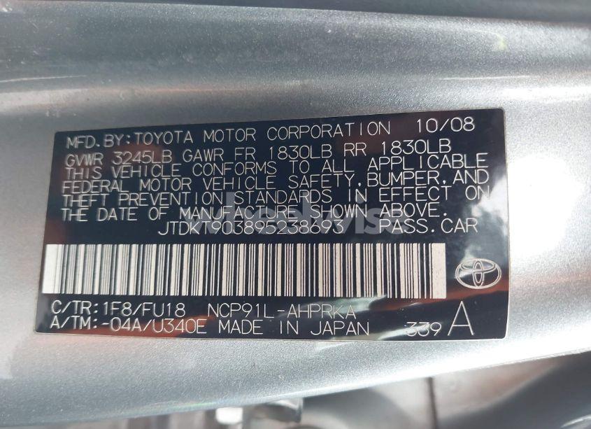 Photo 9 of 2009 Toyota Yaris (VIN JTDKT903895238693)