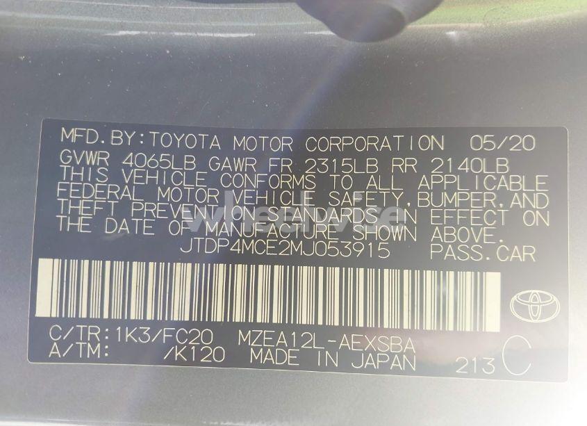 Photo 9 of 2021 Toyota Corolla SE (VIN JTDP4MCE2MJ053915)
