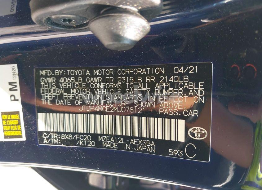 Photo 9 of 2021 Toyota Corolla SE (VIN JTDP4MCE2MJ078121)