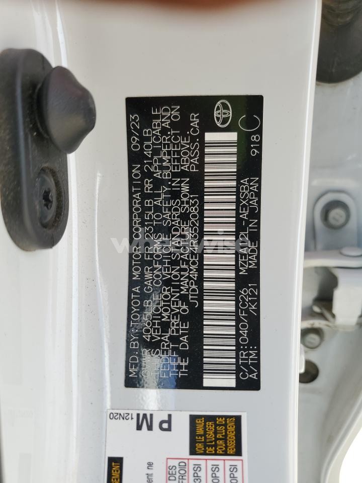 Photo 12 of 2024 TOYOTA COROLLA SE (VIN JTDP4MCE4R3520831)