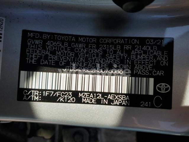 Photo 12 of 2021 TOYOTA COROLLA SE (VIN JTDS4MCE2MJ076086)